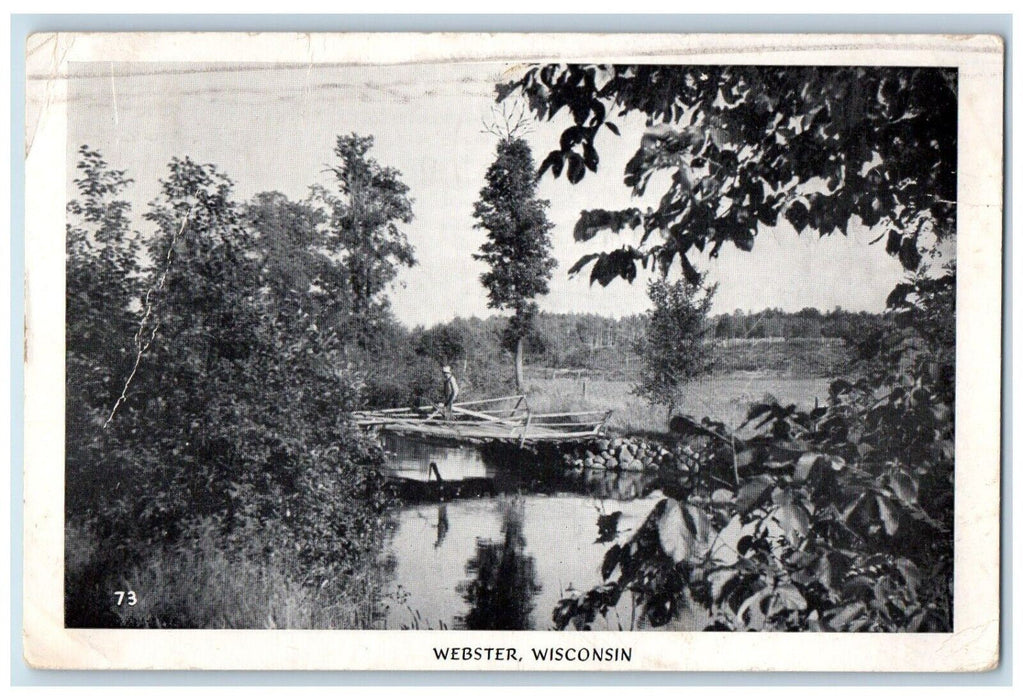 1946 Scenic View Bridge Trees Webster Wisconsin WI Vintage Antique Postcard