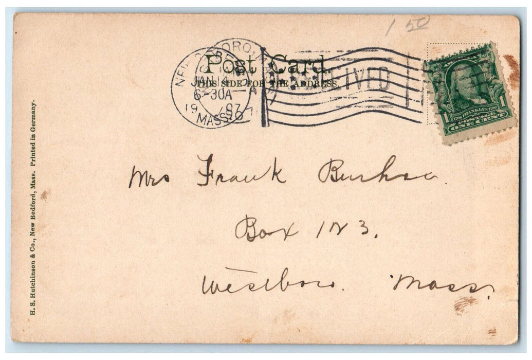 1907 Old Fort at Clark's Point US Flag New Bedford Massachusetts MA Postcard
