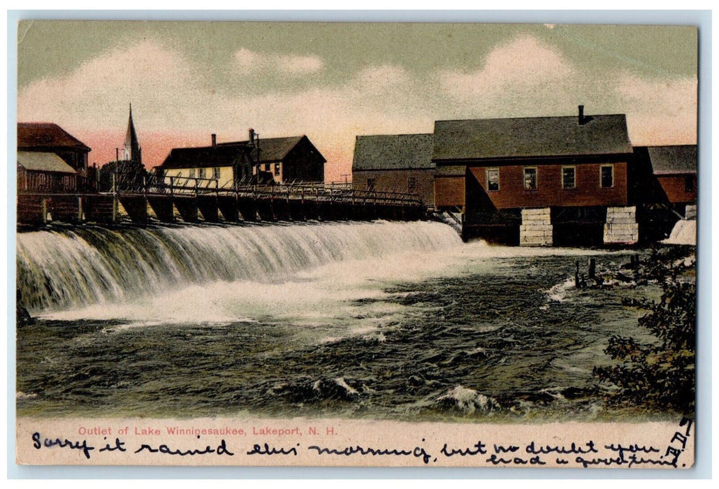1906 Outlet of Lake Winnipesaukee Lakeport New Hampshire NH Postcard