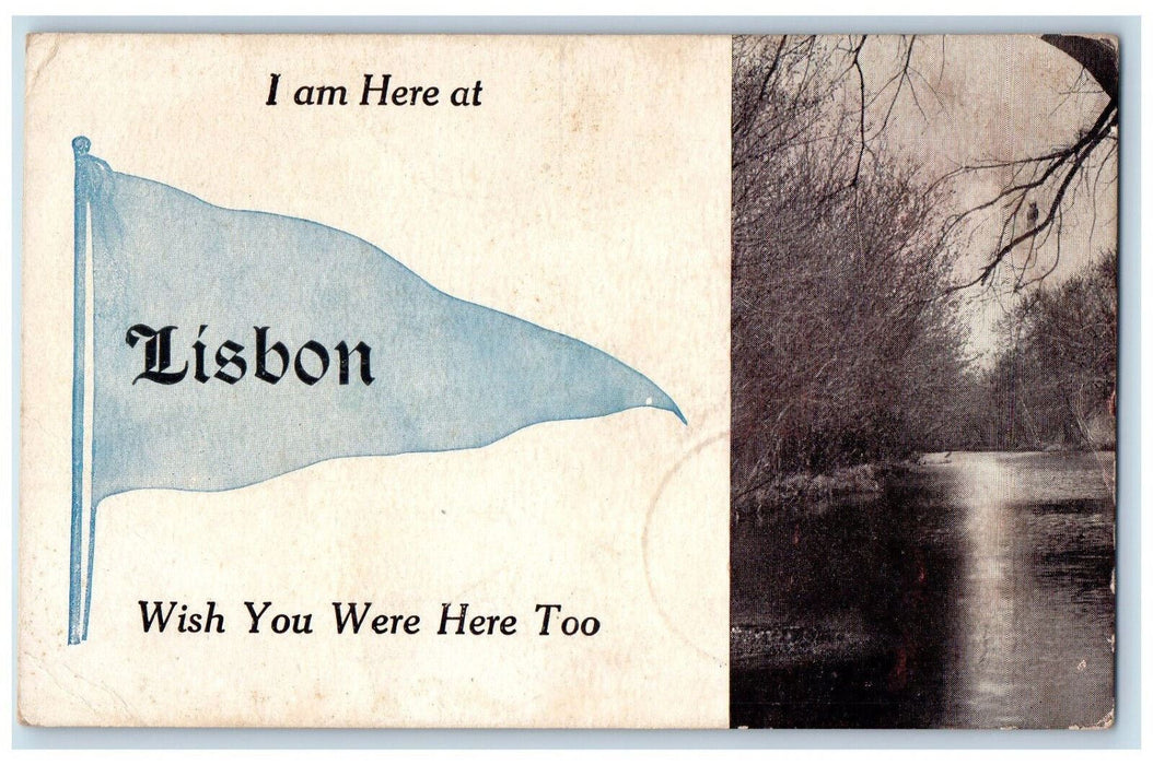 1912 River Scene Lisbon Pennant New Hampshire NH Posted Antique Postcard