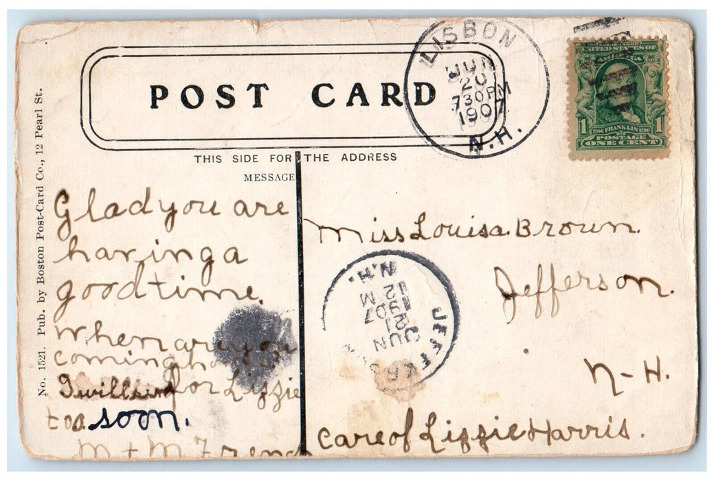 1907 Scene Showing Snow in Road at Lisbon New Hampshire NH Posted Postcard