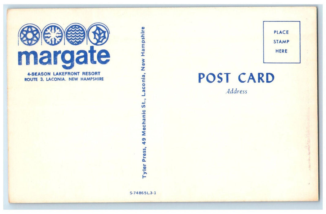 c1950's Margate 4 Season Lakefront Resort Laconia New Hampshire NH Postcard