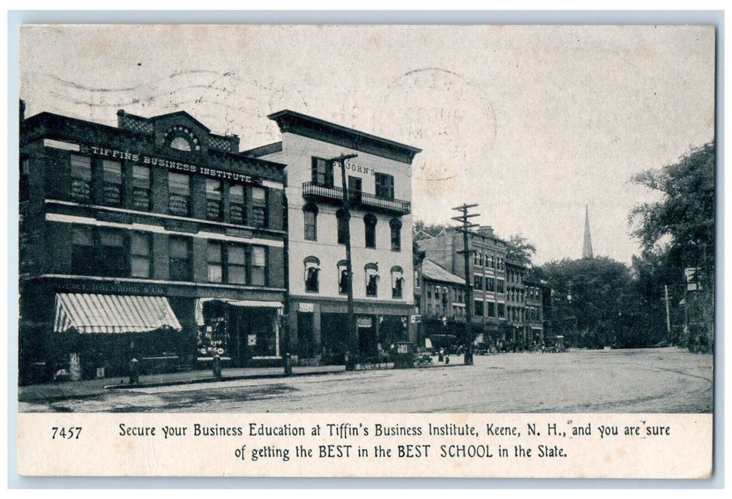 1909 Tiffin's Business Institute Keene New Hampshire NH Antique Postcard