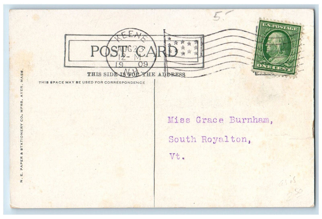 1909 Tiffin's Business Institute Keene New Hampshire NH Antique Postcard