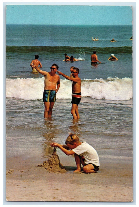 c1960s Making Sand Castle Greetings from Keene New Hampshire NH Vintage Postcard