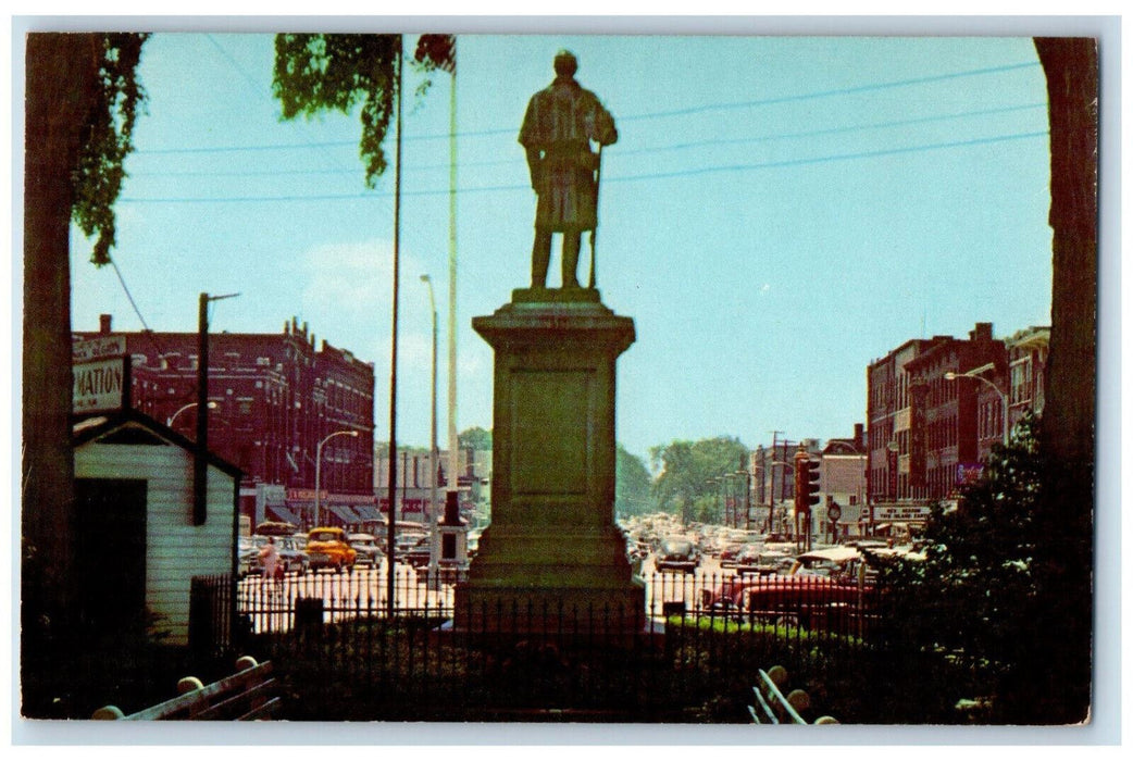 c1960's Monument Central Square and Main Street Keene New Hampshire NH Postcard