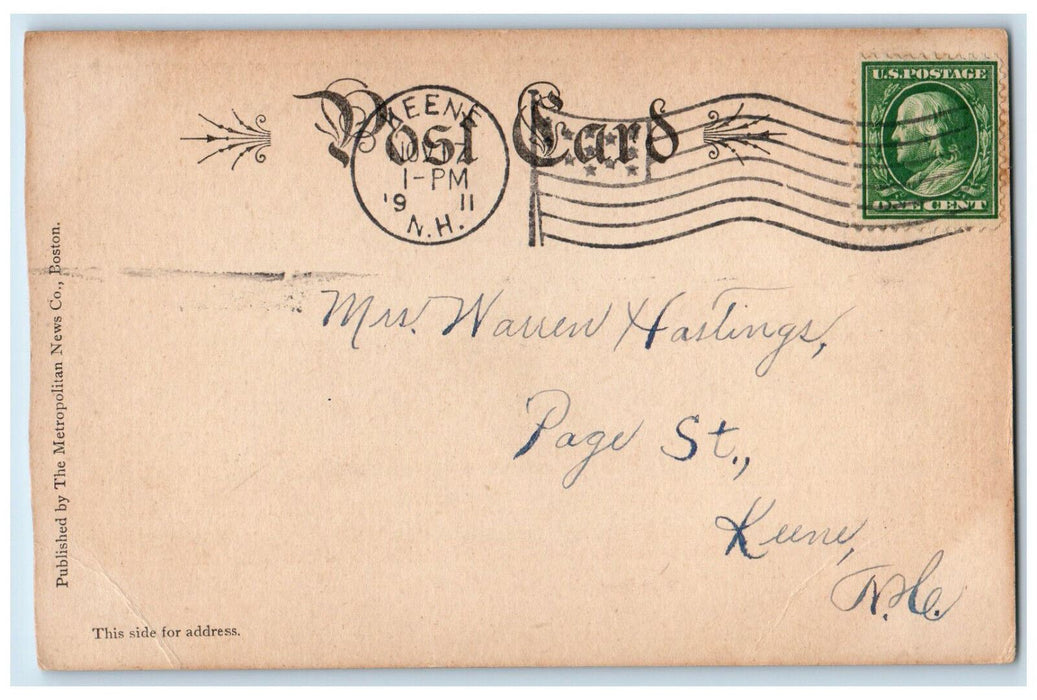 1911 Cheshire House Main Street East Side Keene New Hampshire NH Postcard
