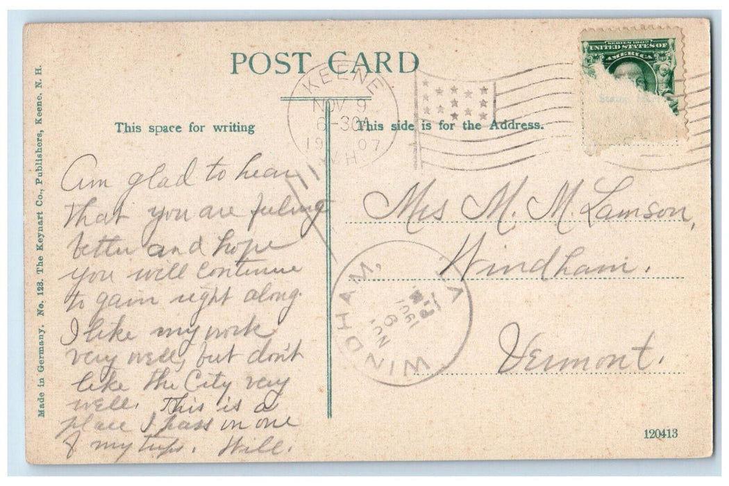1907 Cheshire County Jail Keene New Hampshire NH Windham VT Postcard