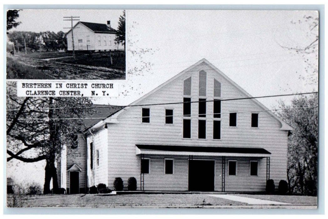 c1940's Brethren In Christ Church Clarence Center NY RPPC Photo Vintage Postcard