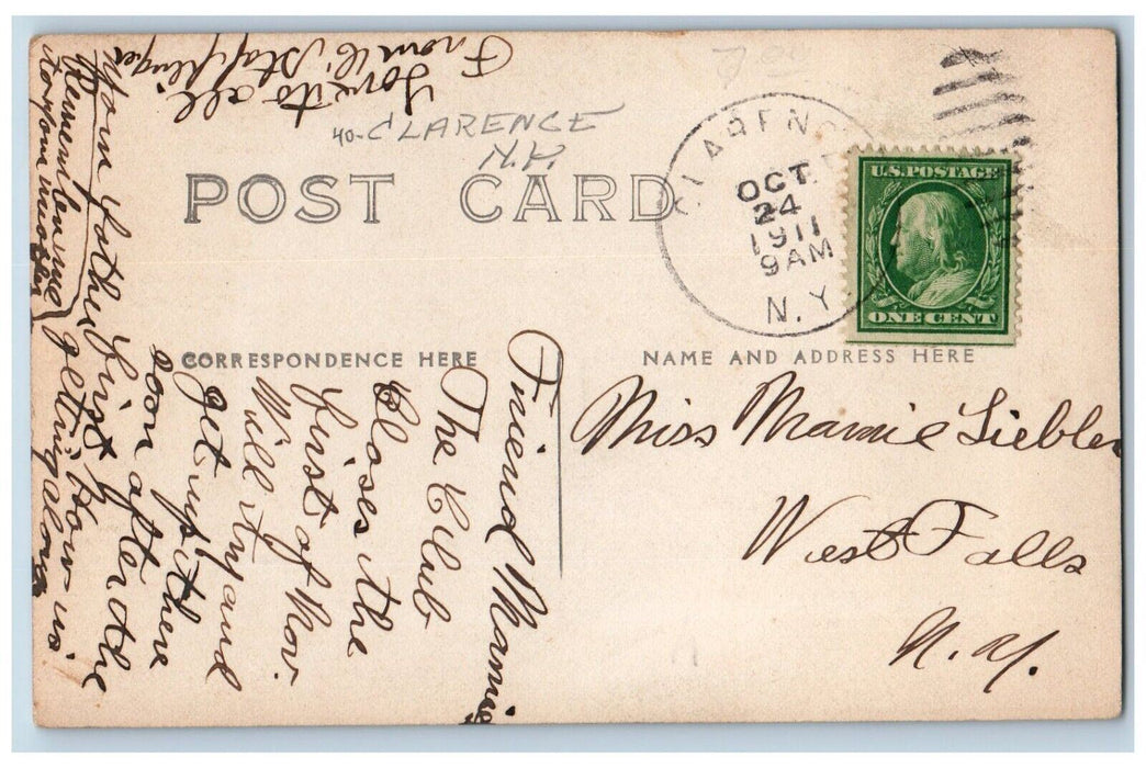1911 People’s Church Clarence New York NY RPPC Photo Posted Antique Postcard