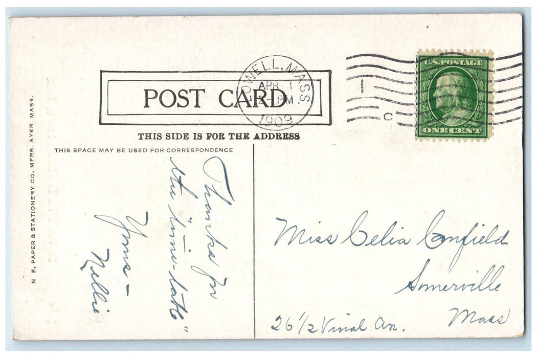 1909 View Of ST. Paul's M.E Church Lowell Massachusetts MA Antique Postcard