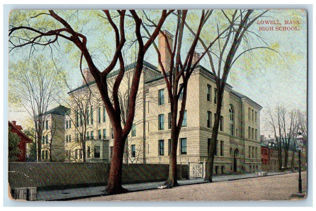 c1910's View Of Lowell Massachusetts High School Building MA Antique Postcard