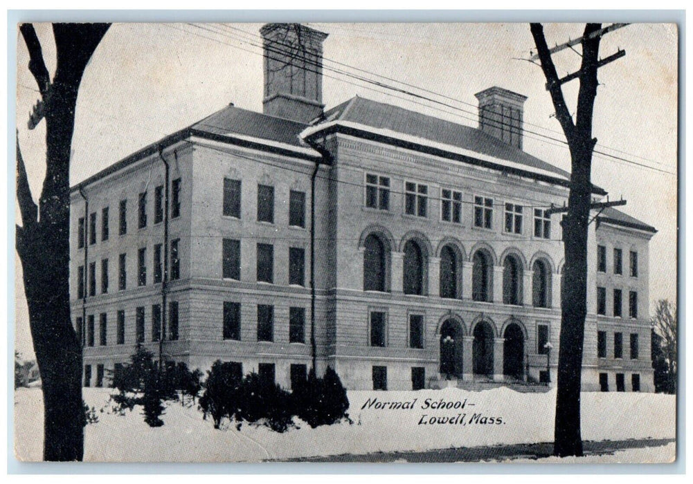 1908 View Of Normal School Building Lowell Massachusetts MA Antique Postcard