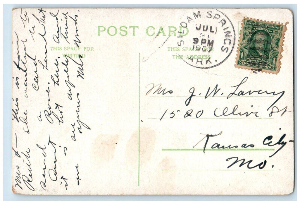 1907 Lake & Dam Falls Trees Siloam Springs Arkansas AK Vintage Antique Postcard