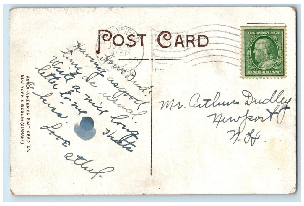1909 High School Building Greenfield Massachusetts MA Antique Vintage Postcard