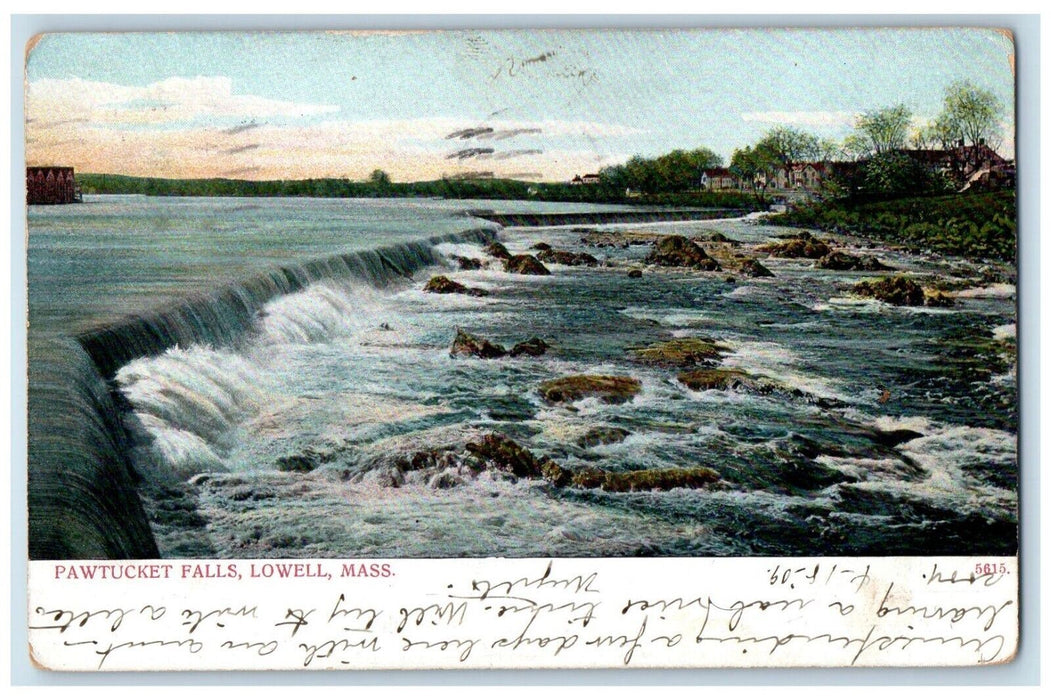 1909 Pawtucket Falls Nature View Lowell Massachusetts MA Antique Postcard