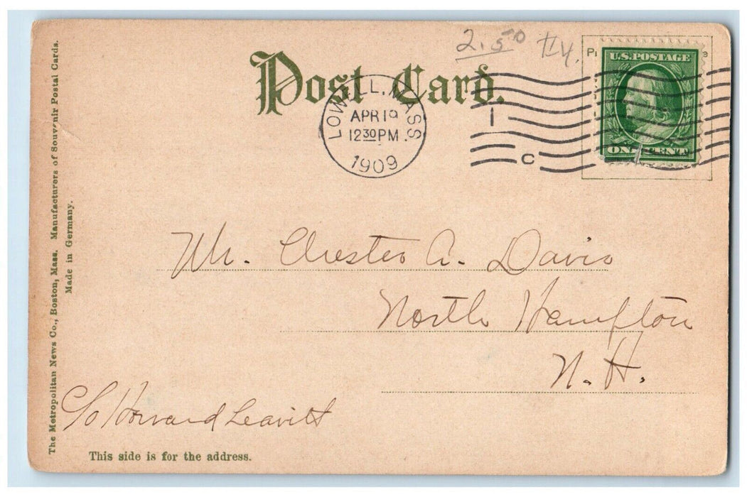 1909 Pawtucket Falls Nature View Lowell Massachusetts MA Antique Postcard