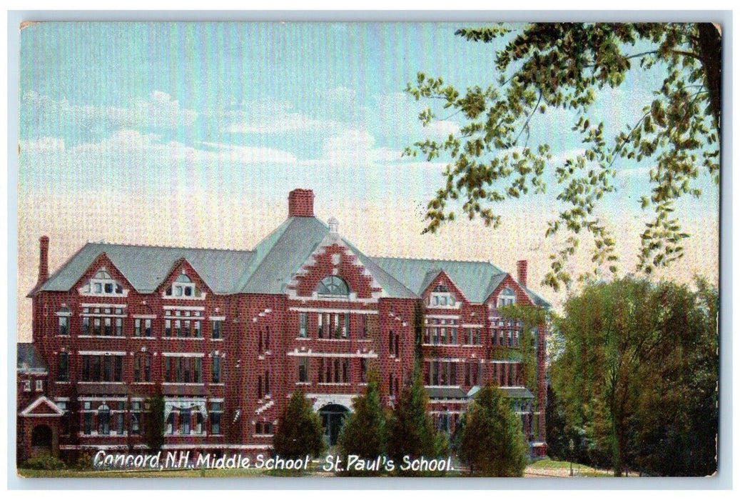 c1910 Middle School St Paul School Building Concord New Hampshire NH Postcard