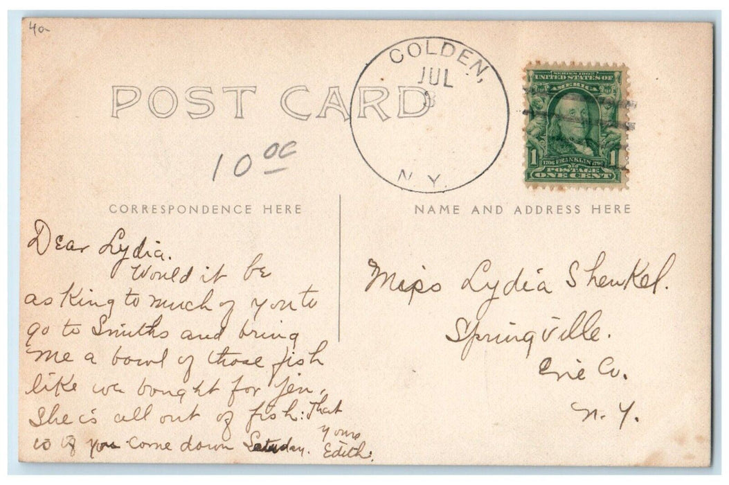 c1910's M. E. Church Colden New York NY RPPC Photo Posted Antique Postcard