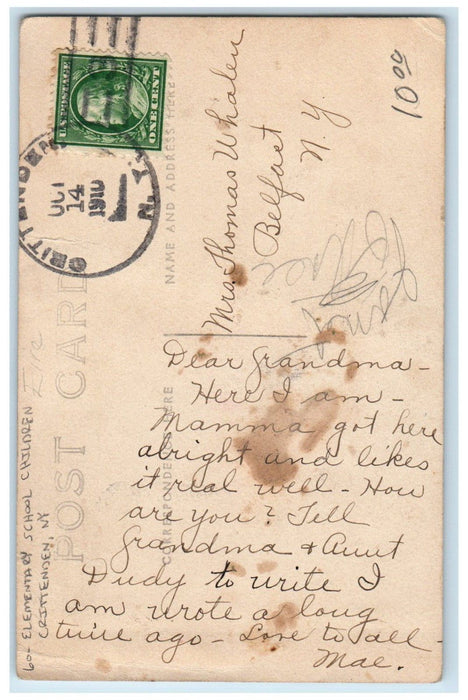 1910 Elementary School Children Crittenden NY RPPC Photo Antique Postcard