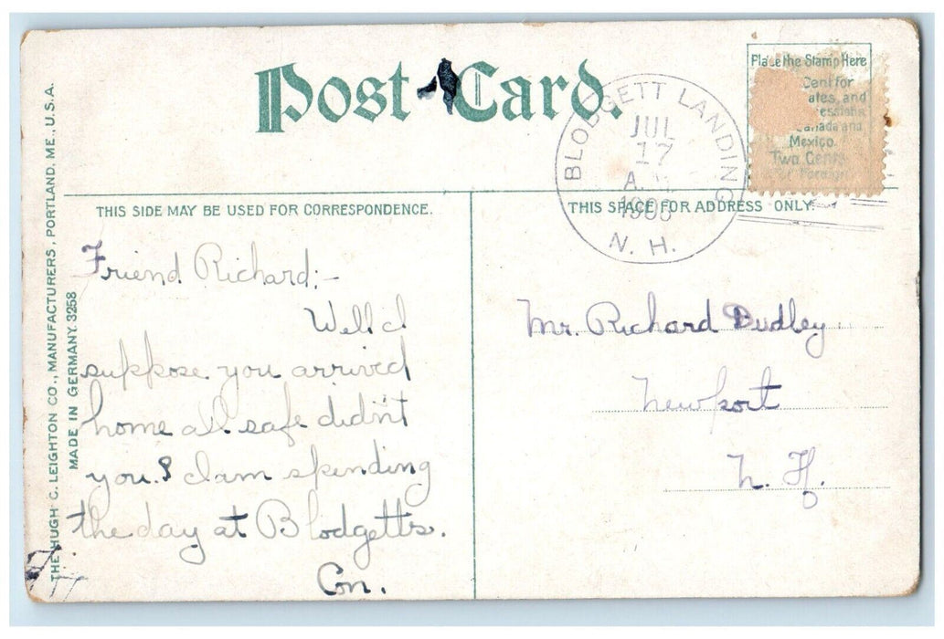 1908 Lake Sunapee Grass Aerial View From Sunapee Mountain New Hampshire Postcard