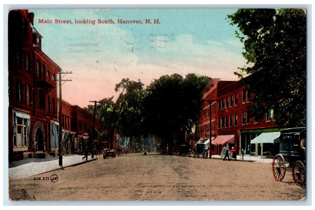 1915 Main Street Horse Carriage Looking South Hanover New Hampshire NH Postcard