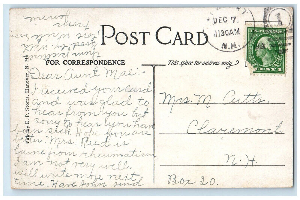 1914 Connecticut River Lake Mountain Hanover New Hampshire NH Vintage Postcard