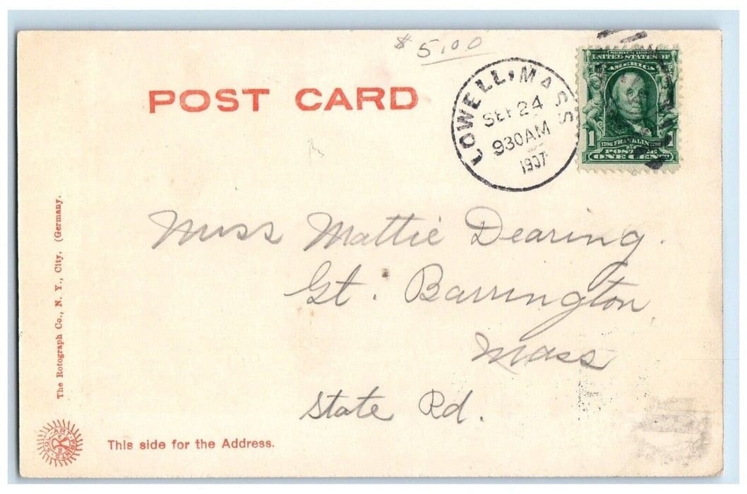 1907 Vesper Boat House Lowell Massachusetts MA Rotograph Antique Postcard