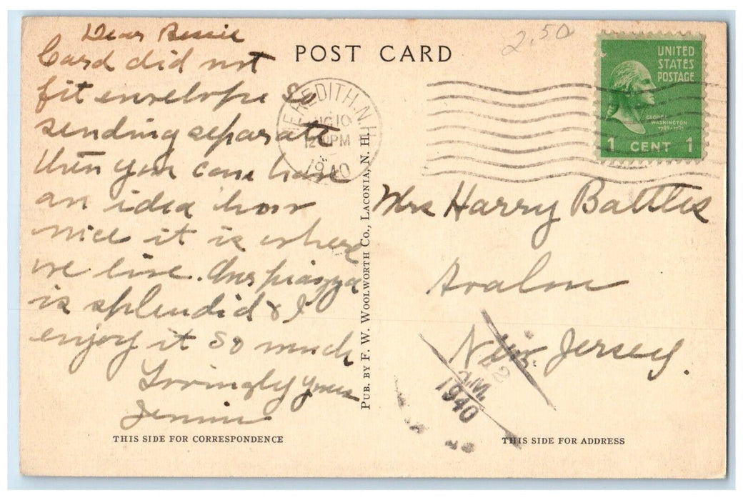 1940 Clough Park Meredith Lake Winnipesaukee New Hampshire NH Vintage Postcard