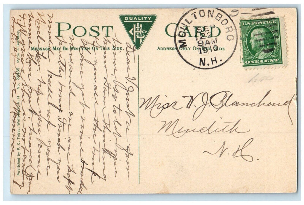 1910 Ant Hill & Wolfeboro Neck Lake Winnipesaukee New Hampshire NH Postcard