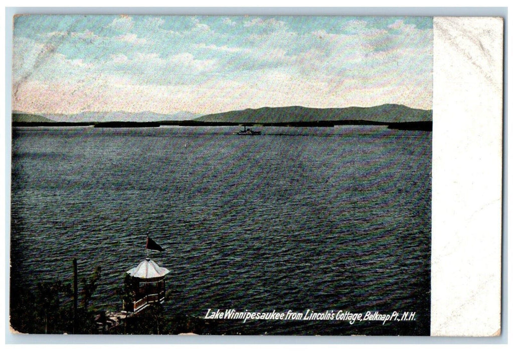 1910 Lake Winnipesaukee from Lincolns Cottage Belknap New Hampshire NH Postcard