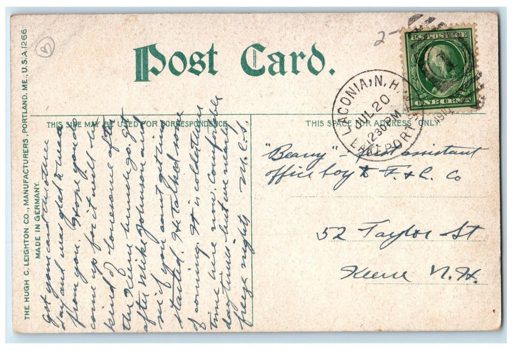 1910 Lake Winnipesaukee from Lincolns Cottage Belknap New Hampshire NH Postcard