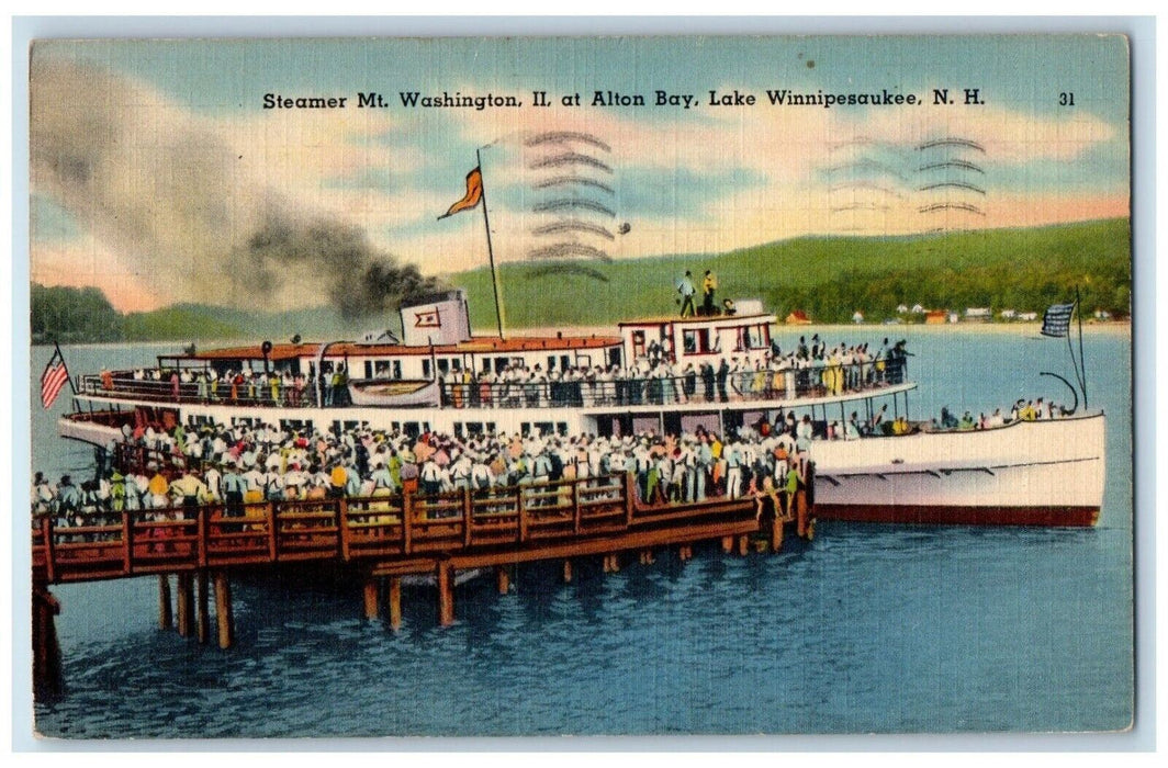 1942 Steamer Mt Washington Alton Lake Bay Winnipesaukee New Hampshire Postcard