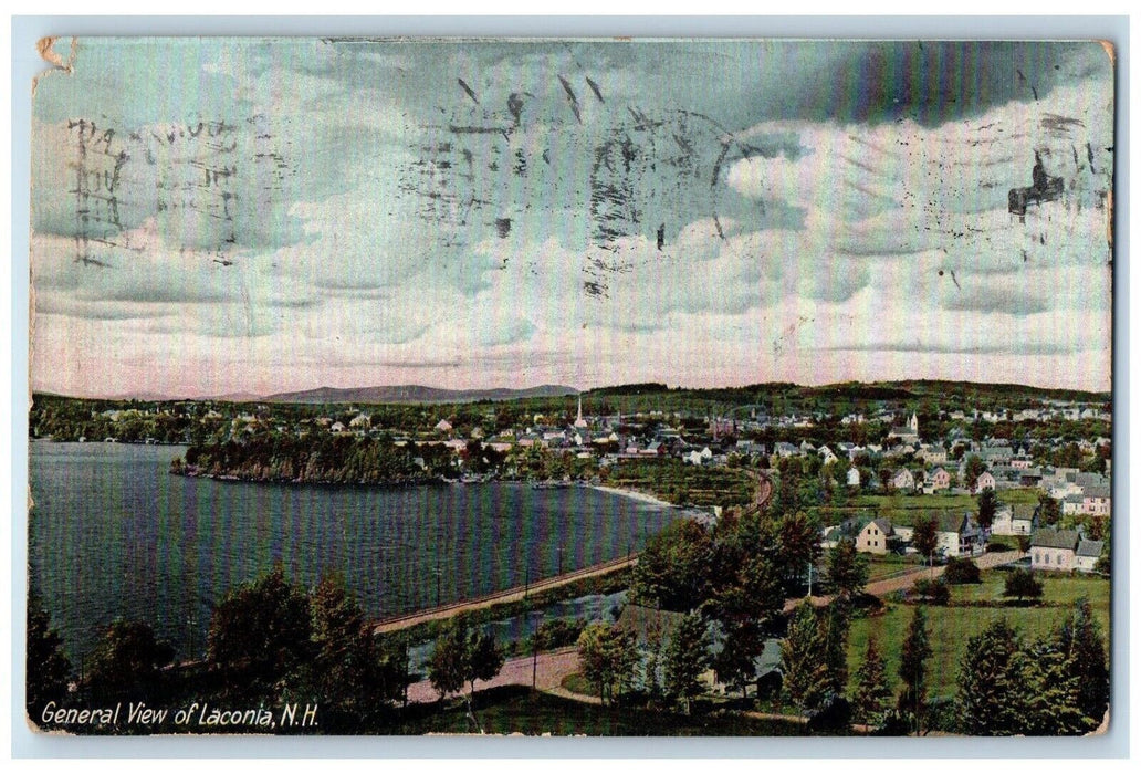 1910 Birds Eye View General View Laconia New Hampshire Vintage Posted Postcard