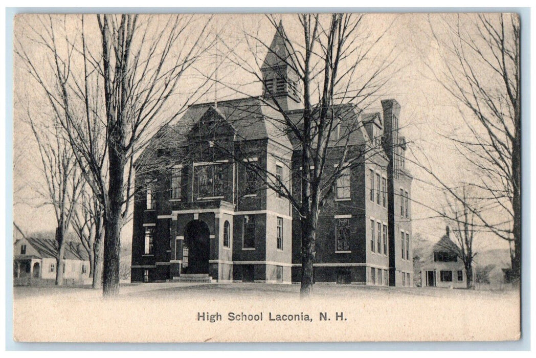1907 High School Building Laconia New Hampshire NH Antique Vintage Postcard