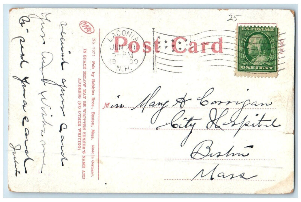 1909 Church Sacred Heart & Parsonage Laconia New Hampshire NH Vintage Postcard