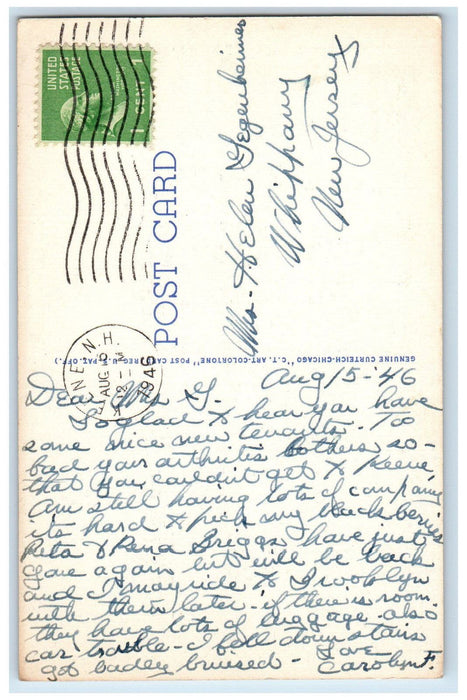 1946 Huntress Hall, Keene Teachers College Keene New Hampshire NH Postcard