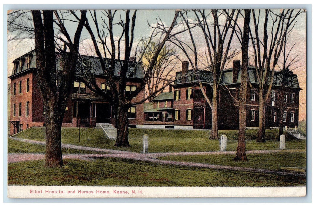 1909 Elliot Hospital and Nurses Home Keene New Hampshire NH Antique Postcard