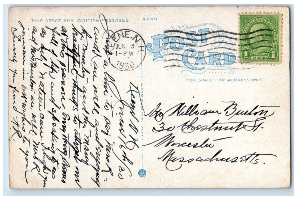 1930 View of Cheshire House Keene New Hampshire NH Vintage Posted Postcard