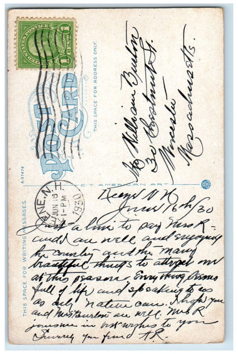 1930 View of Cheshire House Keene New Hampshire NH Vintage Posted Postcard