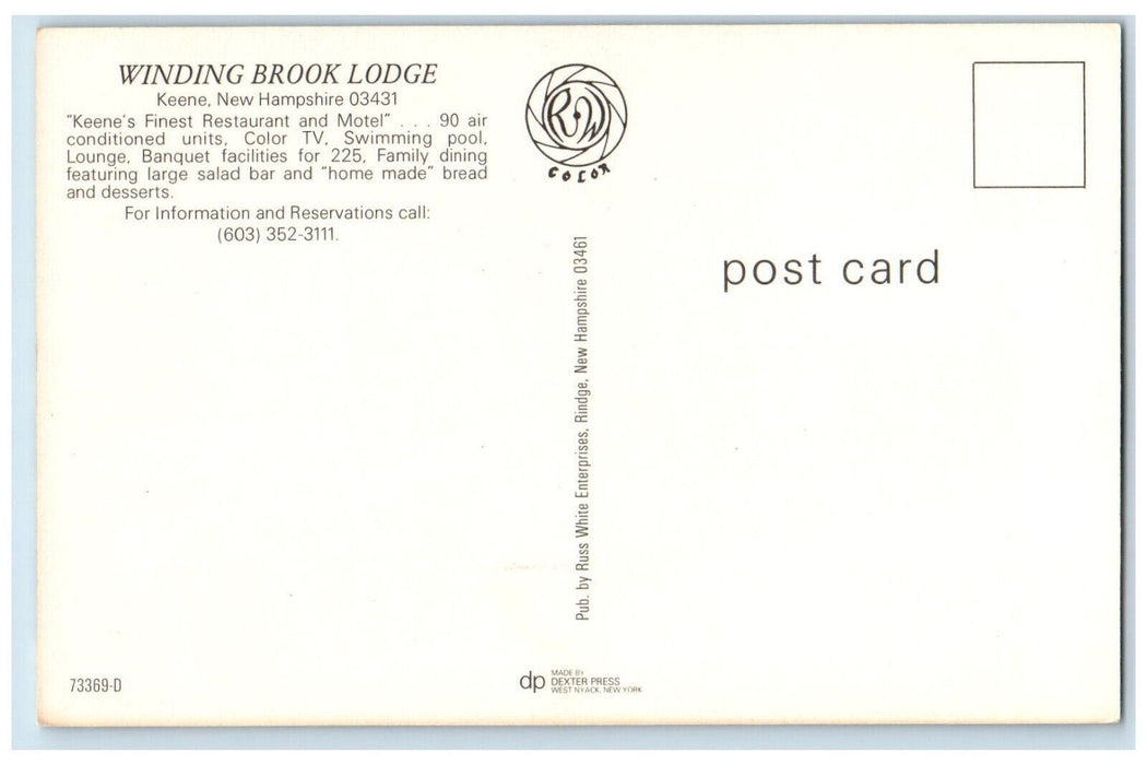 c1950's Aerial View of Winding Brook Lodge Keene New Hampshire NH Postcard