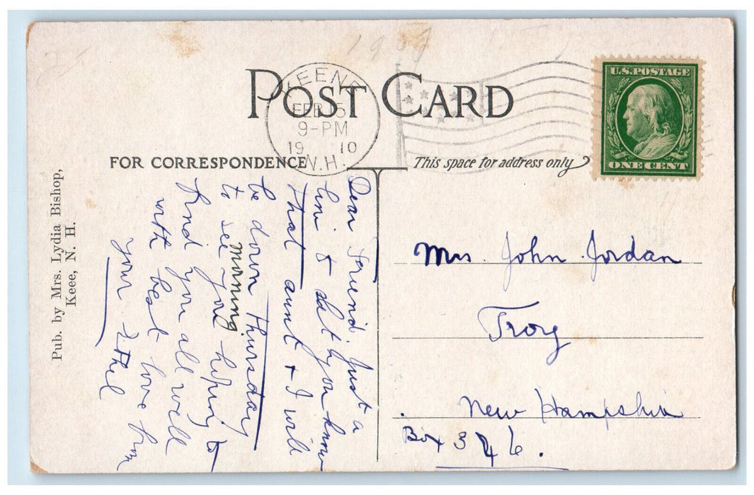 c1910 Horse Carriage Crowd Saturday Auction Keene New Hampshire NH Postcard