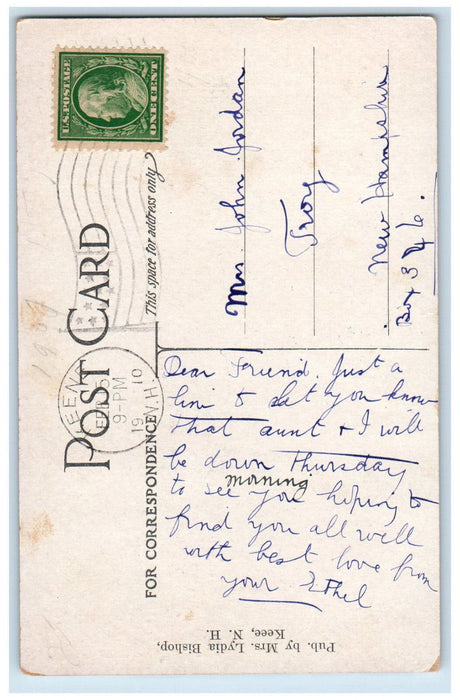 c1910 Horse Carriage Crowd Saturday Auction Keene New Hampshire NH Postcard