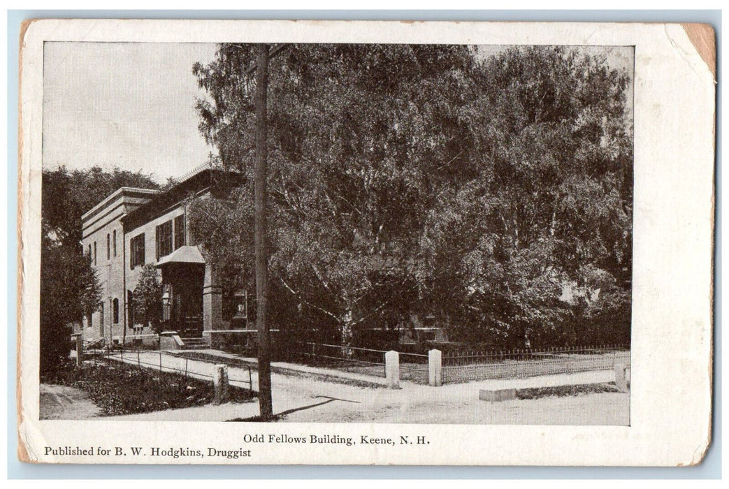 c1905 Odd Fellows Building Keene New Hampshire NH BW Hodgkins Postcard
