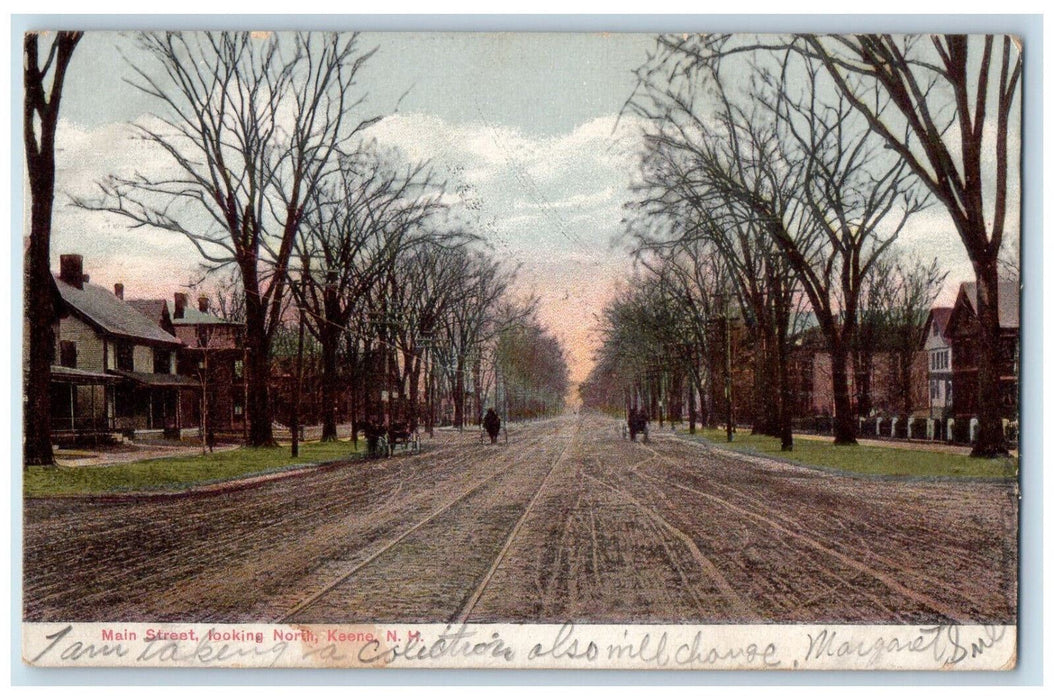 1907 Main Street Looking North Keene New Hampshire NH Antique Postcard