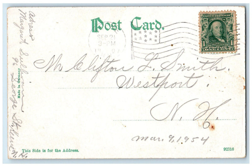 1907 Main Street Looking North Keene New Hampshire NH Antique Postcard