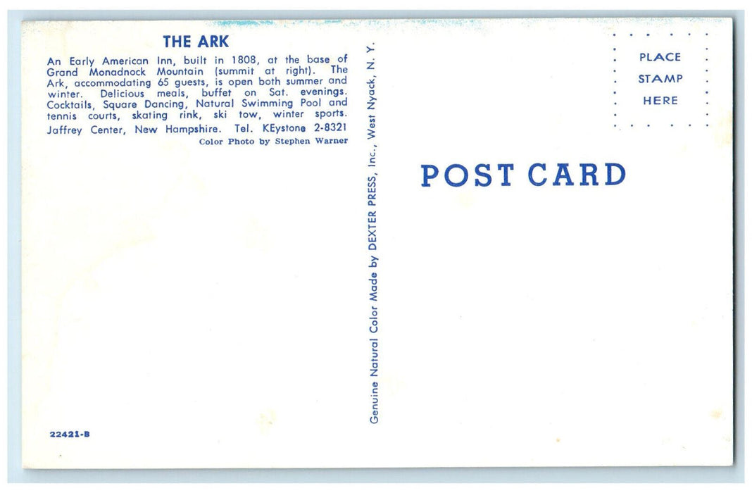c1960's The Ark Early American Inn Jaffrey Center New Hampshire NH Postcard