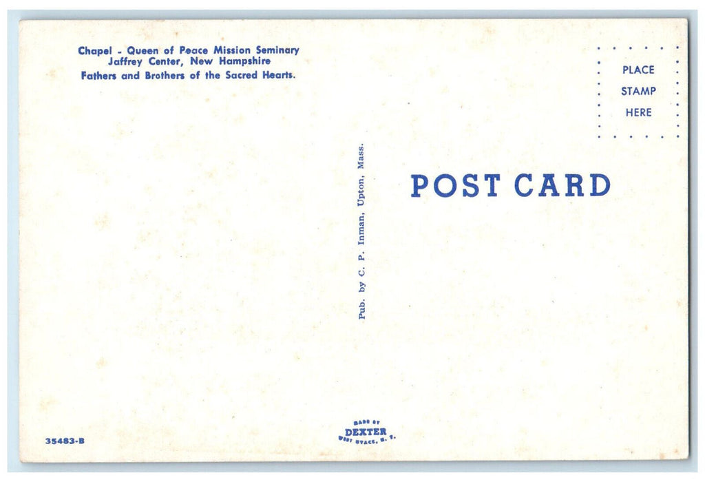 c1960's Chapel Queen of Peace Mission Seminary Jaffrey Center NH Postcard