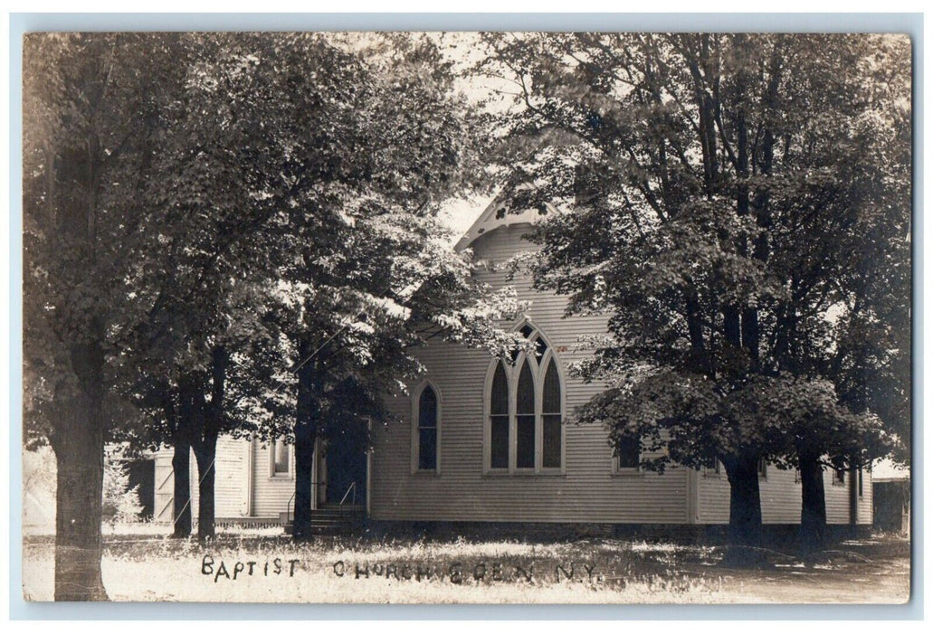 1910 Baptist Church Trees Eden New York NY RPPC Photo Posted Antique Postcard