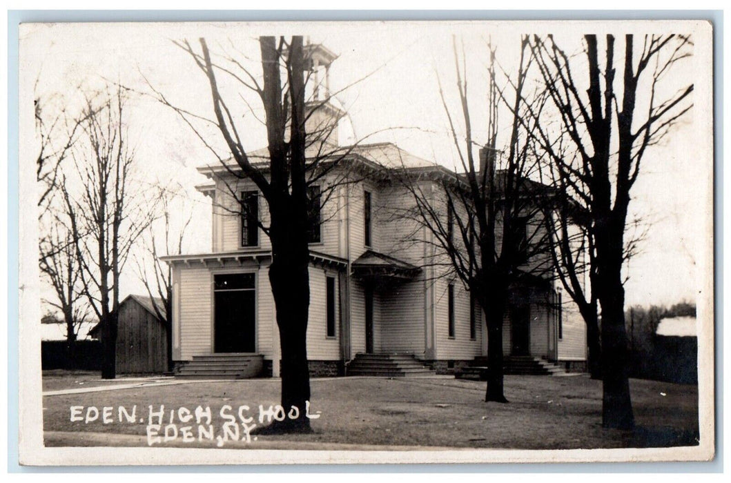 1908 Eden High School Building Eden New York NY RPPC Photo Antique Postcard
